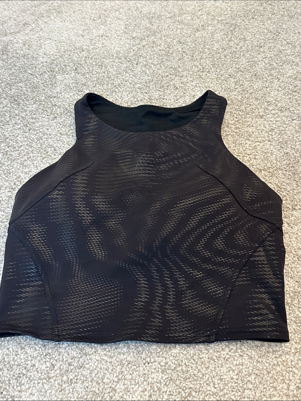 lululemon athletica Black Textured Sleeveless Crop Sports Bra Top with Pads
